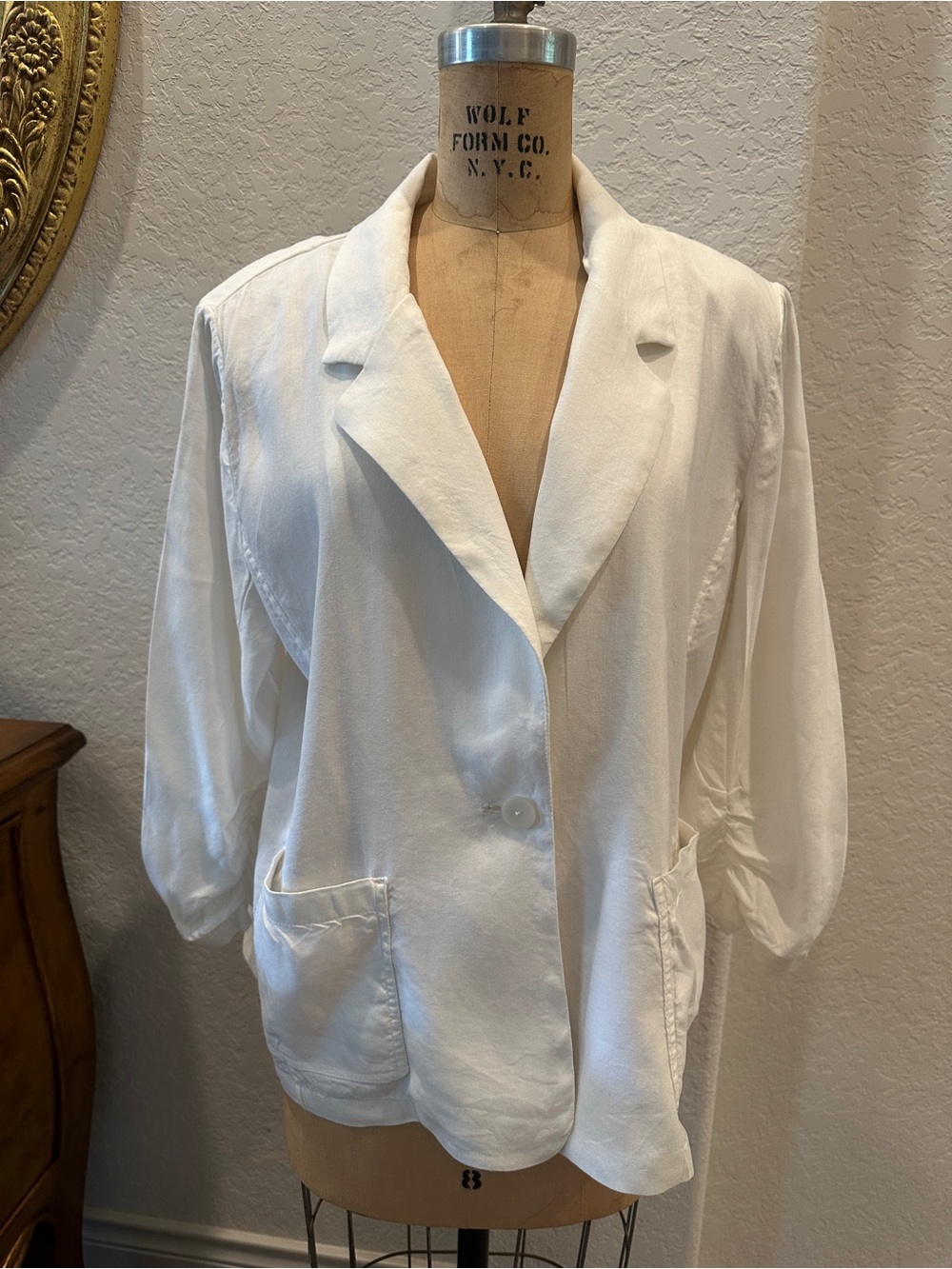 Chico's Linen White Single-Button Lightweight Blazer